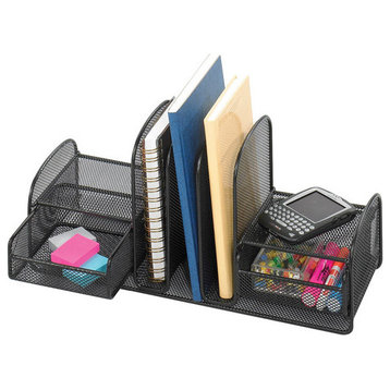 Safco Onyx Multi-Purpose Desk Organizer with 2 Drawers and 3 Upright Sections