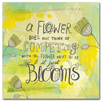 Elizabeth Caldwell 'Blooms Quote' Canvas Art, 18x18