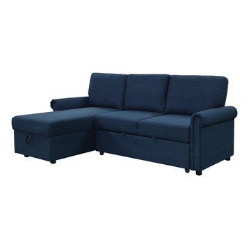 Harding Storage Sofa Bed Reversible Sectional, Navy Blue