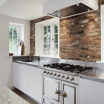Contemporary kitchen with classic range oven