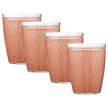 Kraftware Fishnet Double Wall Glasses, Toffee, 14 oz, Set of 4