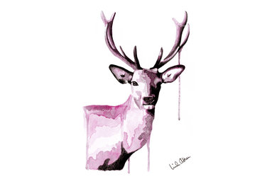 Deer - Hjort - Vibrant pink A4
