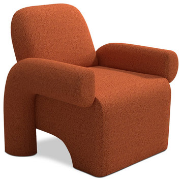 SEYNAR Sherpa Accent Chair, Teddy Single Sofa with Round Armrest for Living Room, Orange