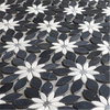 Nero Marquina Marble Wildflower Waterjet Mosaic Tile White Gray Honed, 1 sheet