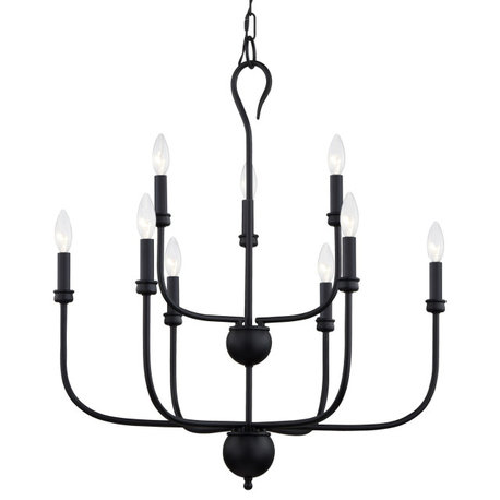 Bellevue QZCH61163 Jeanne 9 Light 27"W Taper Candle Chandelier - Matte Black