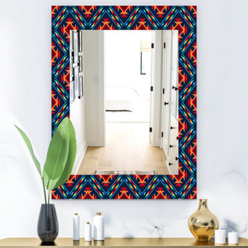 Designart Tribal Abstract Pattern Midcentury Frameless Vanity Mirror, 28x40