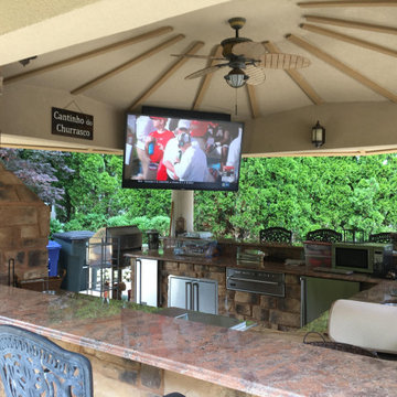 Outdoor kitchen with technology