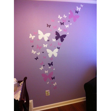 Pretty Purples & White Butterfly Wall Decals