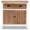 Kennemore Rustic Weathered Two-Tone White and Oak Brown Wood 2-Door Cabinet