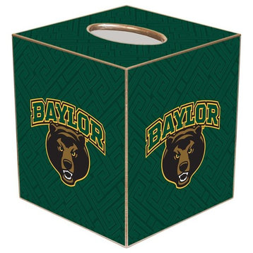 TB3118-Baylor Bears on Green Crock Tissue Box Cover