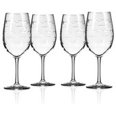 Octopus Etched Crystal 18 oz Wine Glass Set of 2