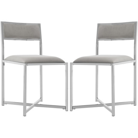 Menken Side Chair (Set of 2) - Gray, Chrome