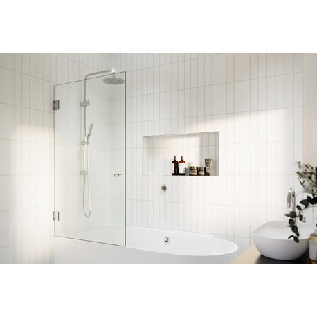 Glass Warehouse 58.25"x31.25" Frameless Shower Bath Door, Door Only, Polished Chrome
