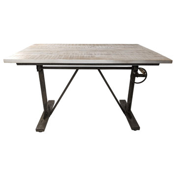 Brio Sit or Stand Adjustable Desk, Natural Driftwood/Aged Iron