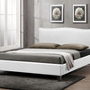 Baxton Studio Battersby White Modern Bed With Upholstered Headboard, Queen