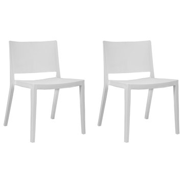 Mod Made Elio Modern Plastic Dining Side Chair, Set of 2, White