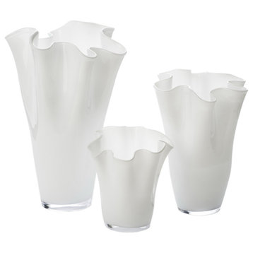 White Ruffle Vase, Medium