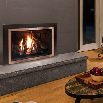 EX32 Gas Fireplace - Ultra HD Log Set, Brick Liner, AC Designer Surround