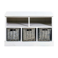 3 Basket Seat Bench Country Accent Storage Benches By Geko