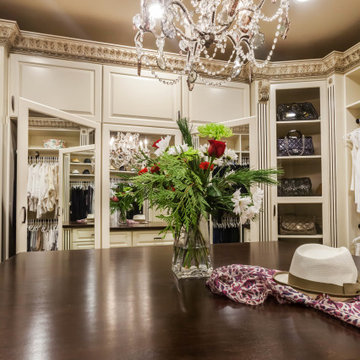 French Baroque White Stained Wood Walk In Closet