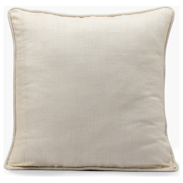 French Ivory Yarn Dyed Faux Raw Textured Silk Cushion Cover, Pair, 18"x18"