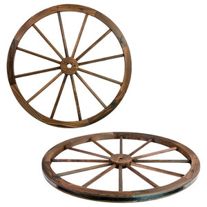 Trademark Innovations Decorative Vintage Wood Garden Wagon Wheel with... 