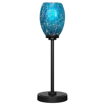 Luna 1-Light Table Lamp, Matte Black/Turquoise Fusion