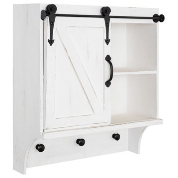 Cates Barn Door Wood Decorative Cabinet, White