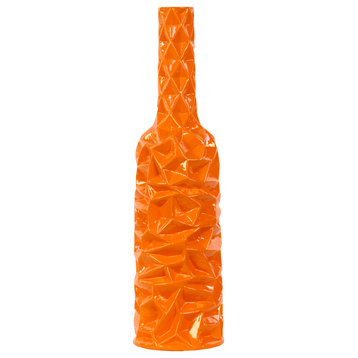 Ceramic Round Bottle Vase, Orange, Large