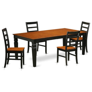 5-Piece Dinette Set With a Table and 4 Dining Chairs, Black and Cherry