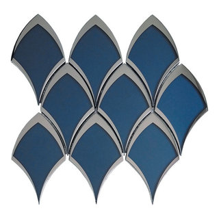 Antoinette Blue Mini Uniform Brick Glossy Glass Tile