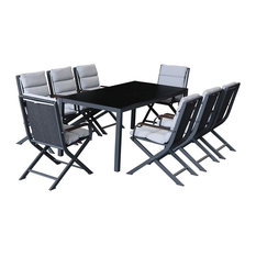 Amber 8-Person Outdoor Dining Set, Anthracite and White