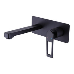 RBROHANT - Modern Single Handle Wall Mounted ,Matte Black Bathroom Sink Faucet With Deck - Bathroom Sink Faucets