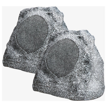 6.5" 150W Weather Resistant Outdoor Rock Speaker Pair, Grey