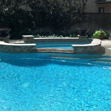 Oversized Travertine Spa with FireBowls