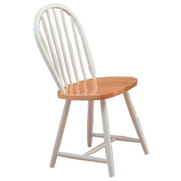 Benzara BM172187 Dining Chair, White And Brown Set of 4