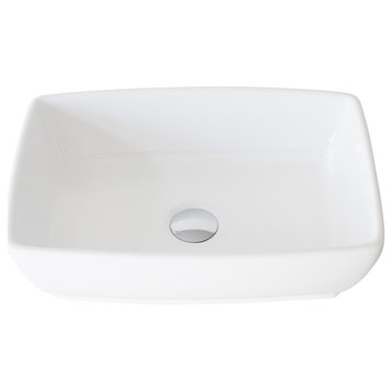 STYLISH 19" White Rectangular Ceramic Vessel Bathroom Sink