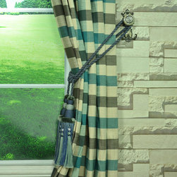 Paroo Cotton Blend Blod-scale Check Versatile Pleat Curtains & Drapes Tassel Tie - Curtains