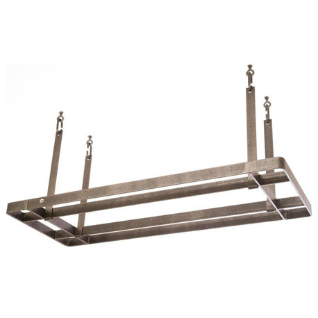 Handcrafted All Bars Ceiling Pot Rack w 12 Hooks Hammered Steel