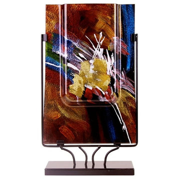 Red Reflections Series Rectangular Vase, Wide