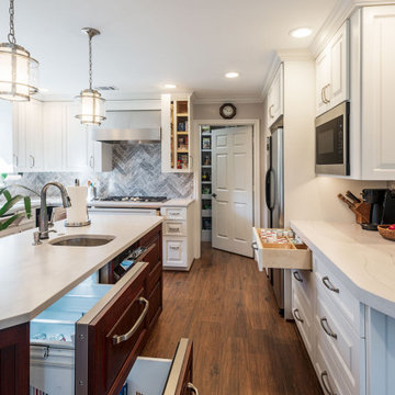 Easy access refrigerator drawers in island