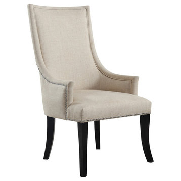 Melville Natural Fabric With Nail Heads Living Room Accent Chair