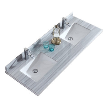 Laviva 313SQ1H-60-WS Countertop - 60" - Single Hole with Rectangular Sink - Whit