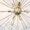 Portia Sputnik Satin Brass Large Orb Chandelier With Clear Glass Tiles, 32" Wide