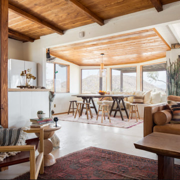 Smart Indoor Camera and Smoke Detector; Rustic Living Room