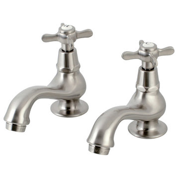 Kingston Brass KS1108BEX Basin Tap Faucet with Cross Handle, Brushed Nickel
