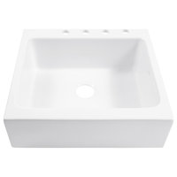Parker White Fireclay 26" Single Bowl Quick-Fit Drop-In Kitchen Sink, 4 Holes