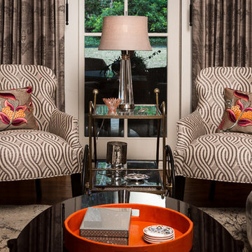 Transitional Living Room with Piano