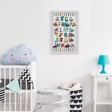 "Alphabet Jungle" Framed Painting Print