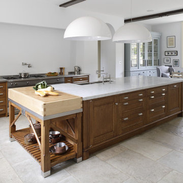 Large kitchen island with marble top